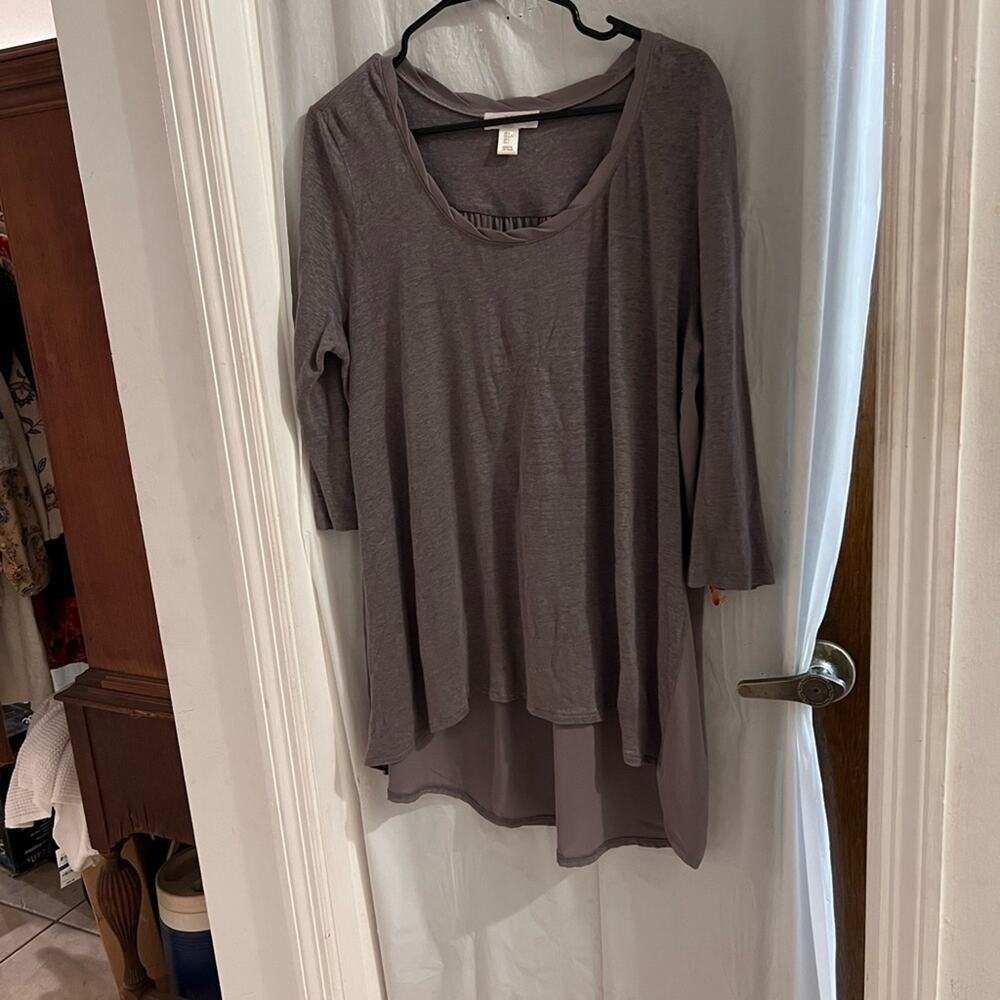 Kenar gray mixed media linen polyester tunic lagenlook size lg